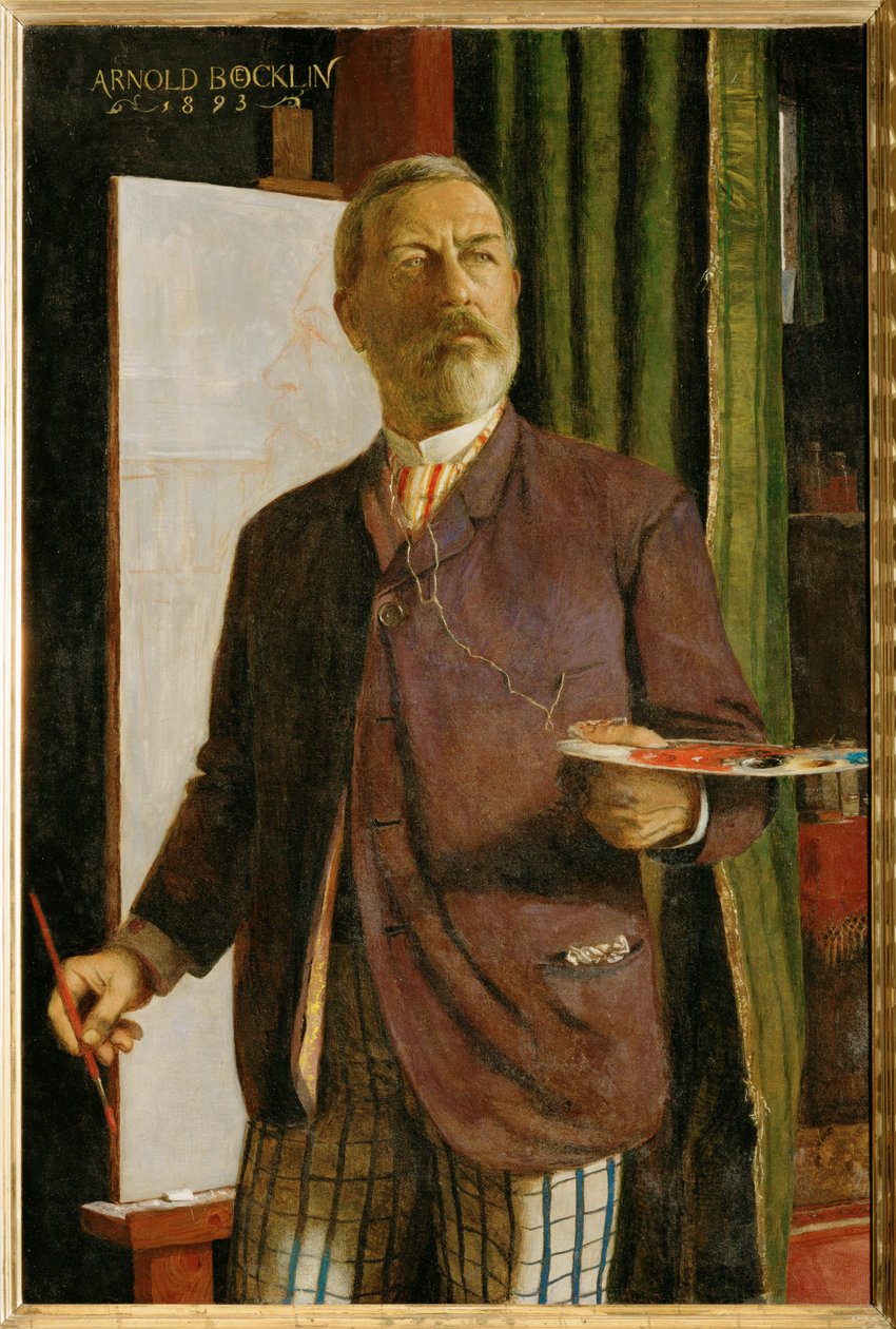 Selbstportrait im Studio - Autoportret w pracowni ... (obraz na płótnie) autorstwa Arnold Böcklin