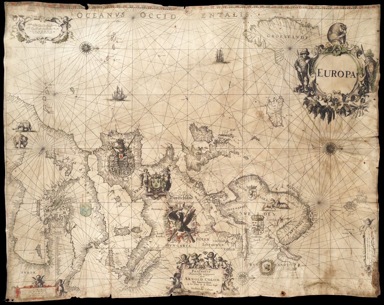 Europa; Pascaarte de Arnold Colom (1660) autorstwa Arnold Colom