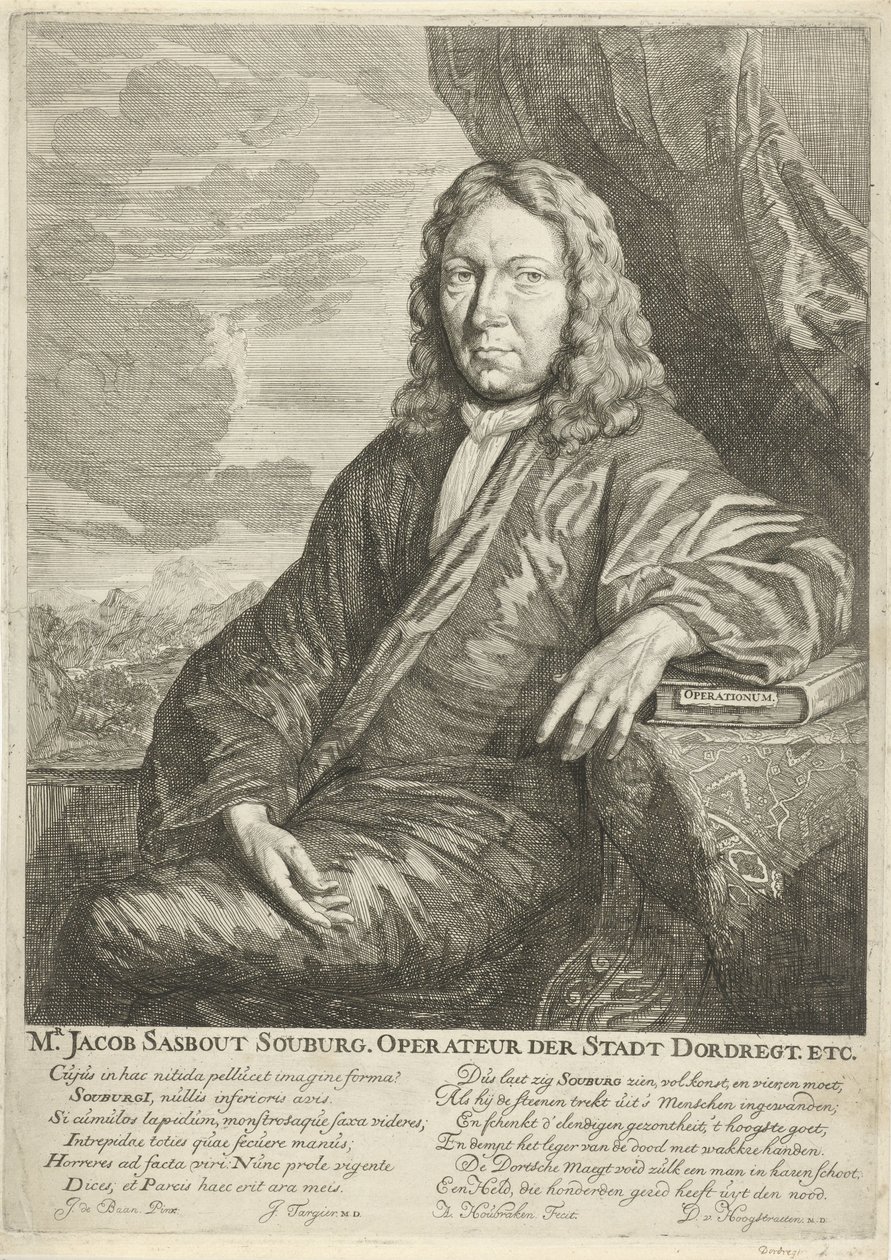 Portret Jacoba Sasbouta Souburga pan Jacob Sasbout Souburg. Operator Miasta Dordregt. itp. (tytuł na przedmiocie) autorstwa Arnold Houbraken