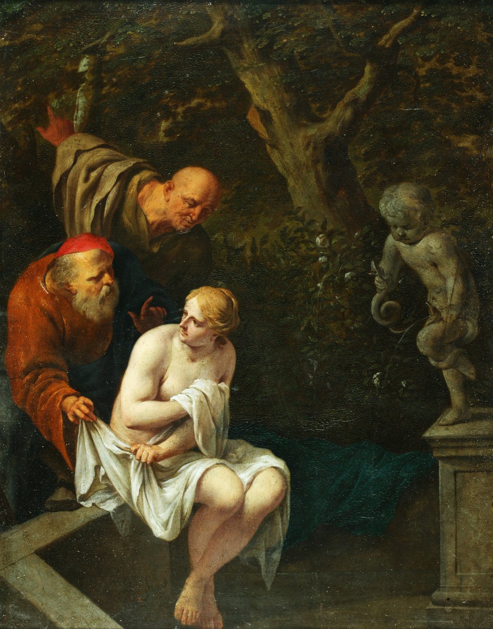 Susannah i starsi (olej na miedzi) autorstwa Arnold Houbraken