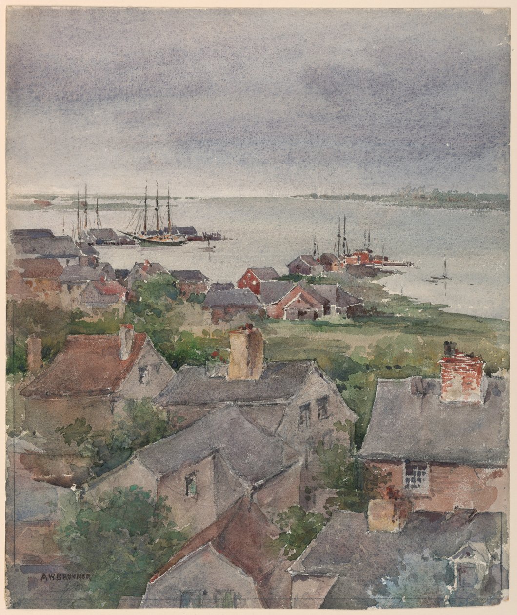 Domy nad brzegiem w Nantucket autorstwa Arnold William Brunner