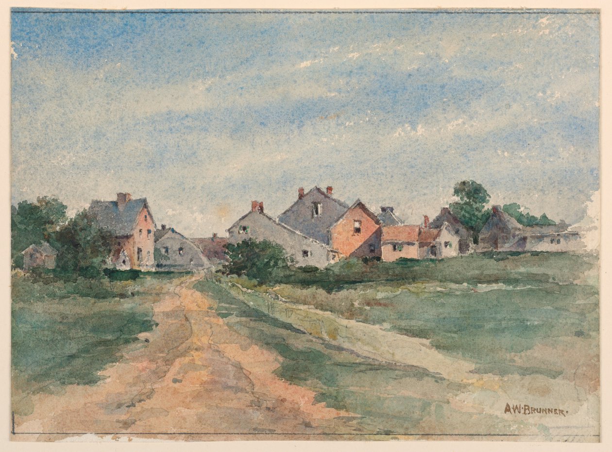 Krajobraz z Domami autorstwa Arnold William Brunner
