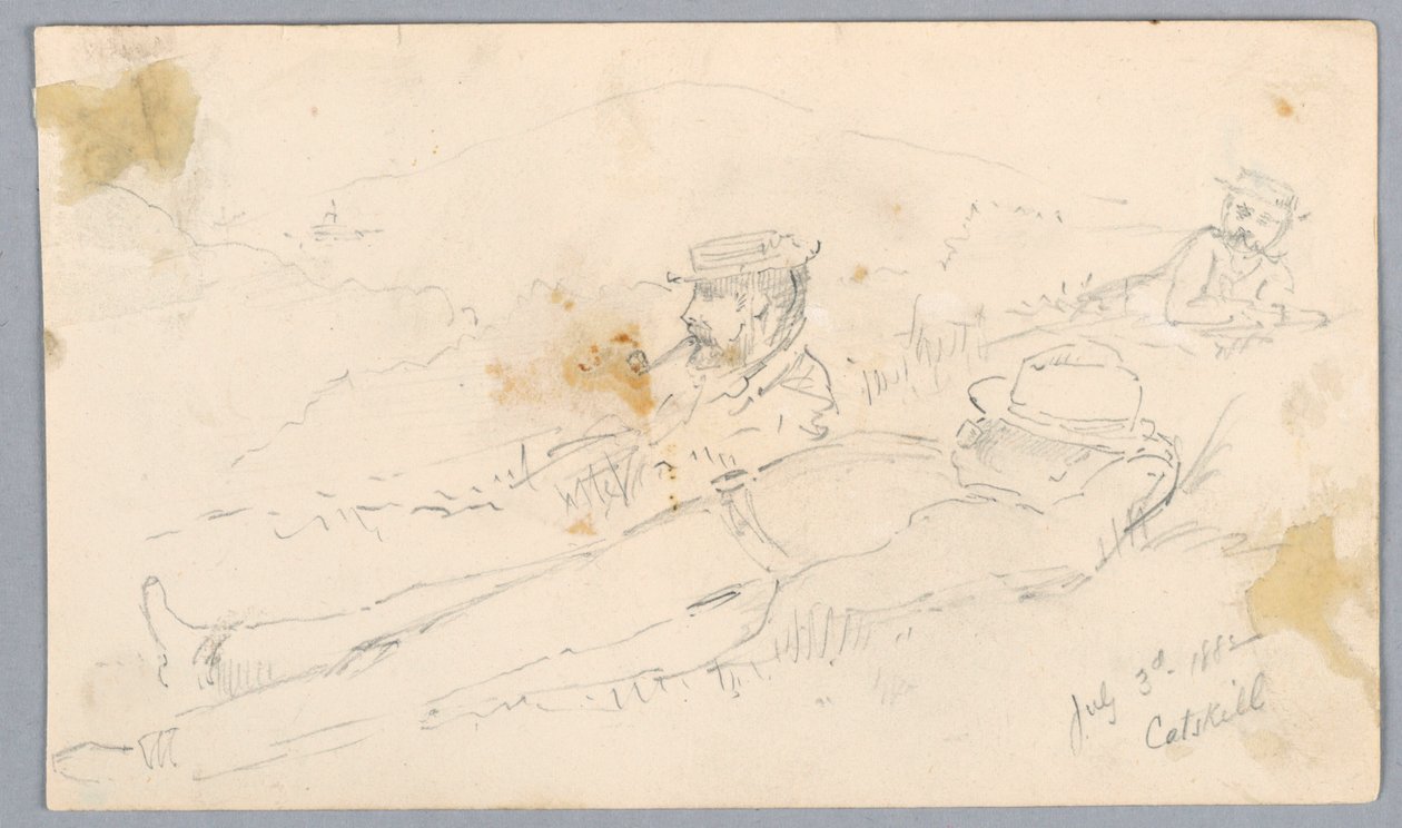 Mężczyźni odpoczywający na wzgórzu Catskill autorstwa Arnold William Brunner