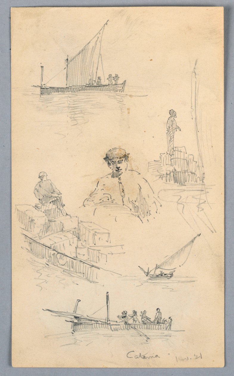 Szkice w porcie w Katanii autorstwa Arnold William Brunner