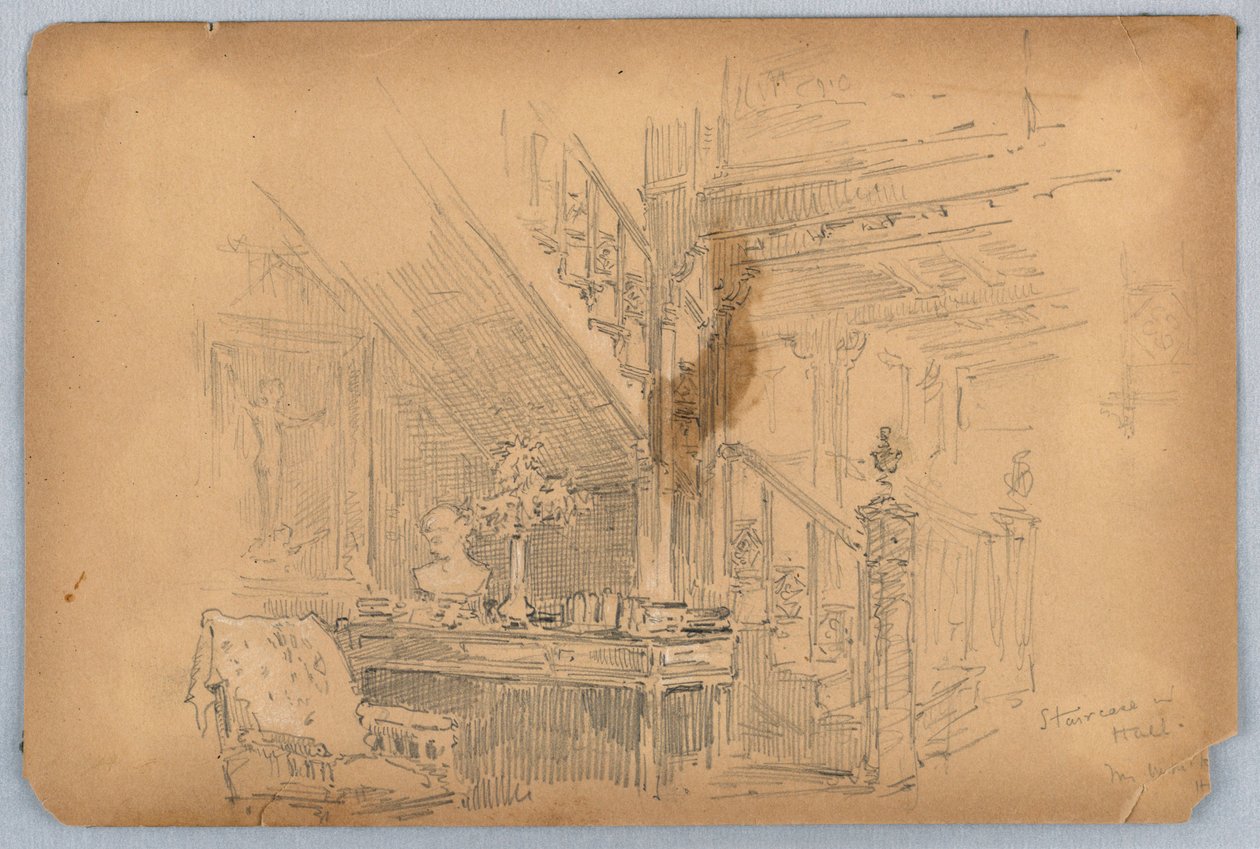 Klatka schodowa – Mossley Hall autorstwa Arnold William Brunner