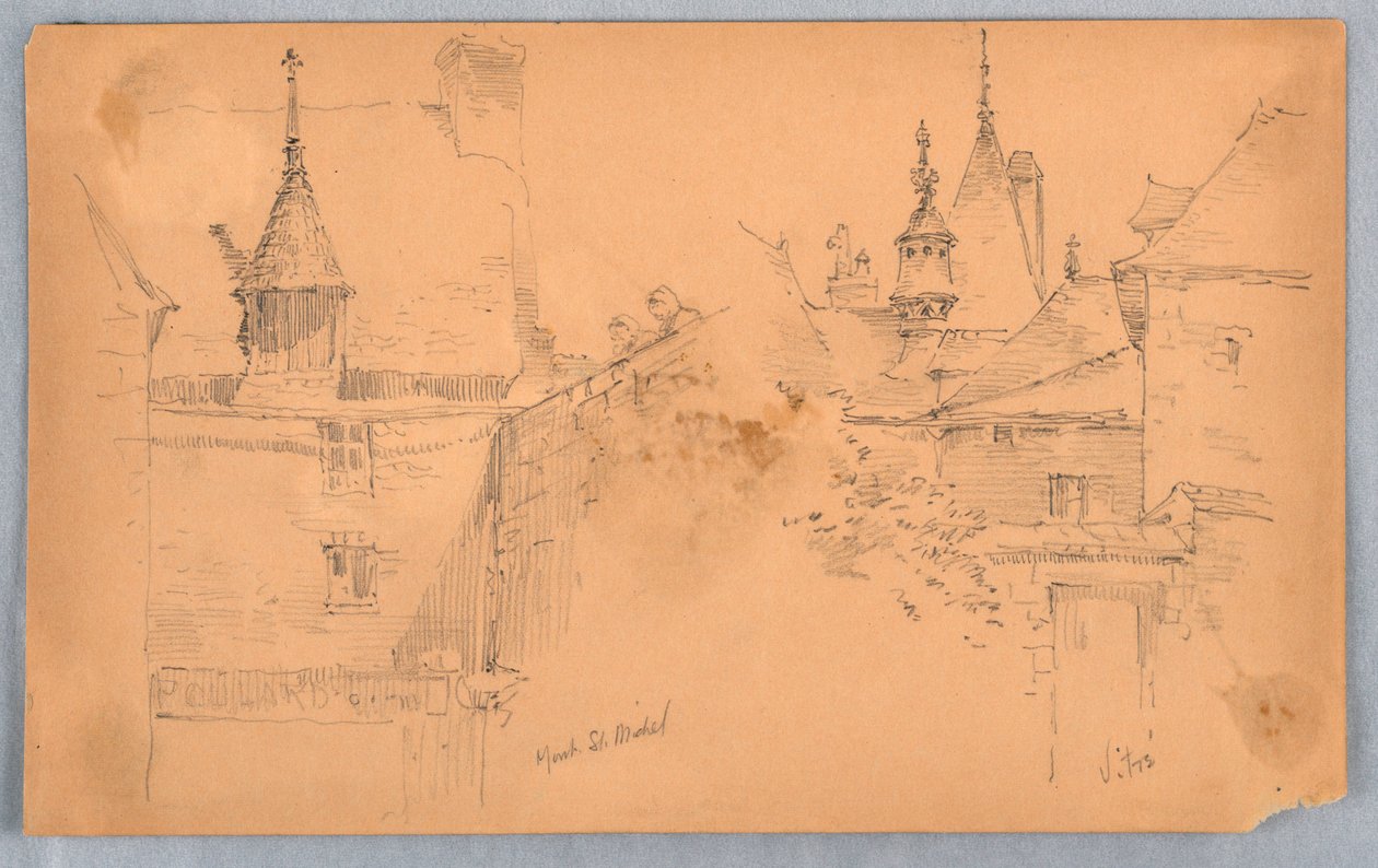 Dwie sceny w Mont St. Michel i Vitré autorstwa Arnold William Brunner