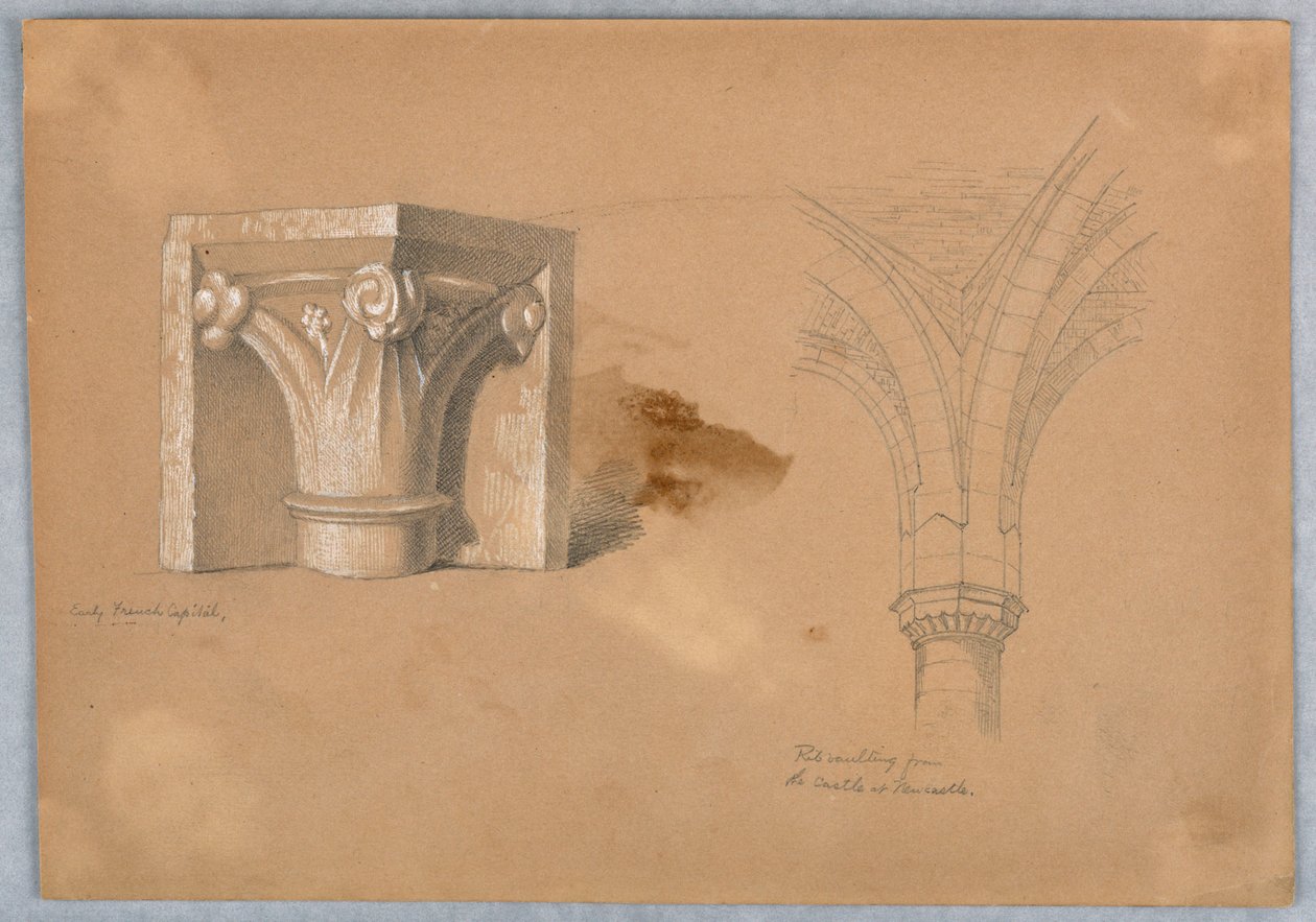 Dwa opracowania detali architektonicznych autorstwa Arnold William Brunner
