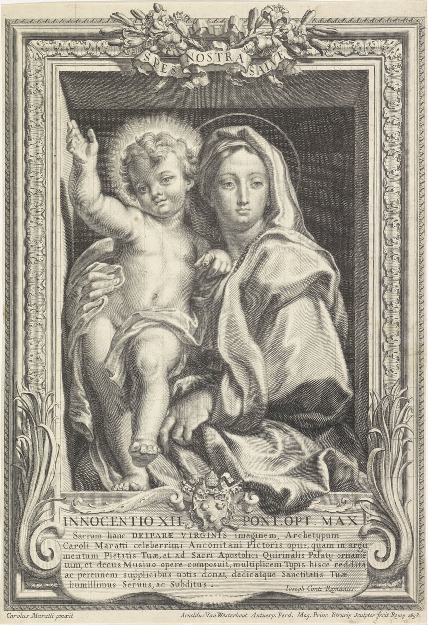 Maryja z Dzieciątkiem Chrystusowym Spes Nostra Salve (tytuł na obiekcie) autorstwa Arnold van Westerhout