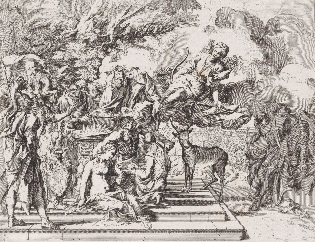 Ofiara Ifigenii, 1650-1700. autorstwa Arnold van Westerhout.