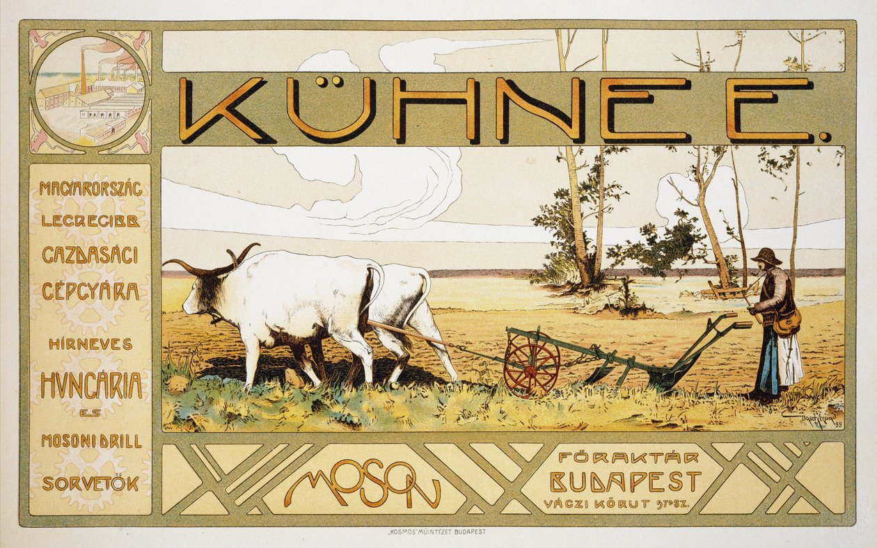 Reprodukcja plakatu reklamującego Kuhnee Agricultural Manufacturers, 1899 autorstwa Arpad Basch