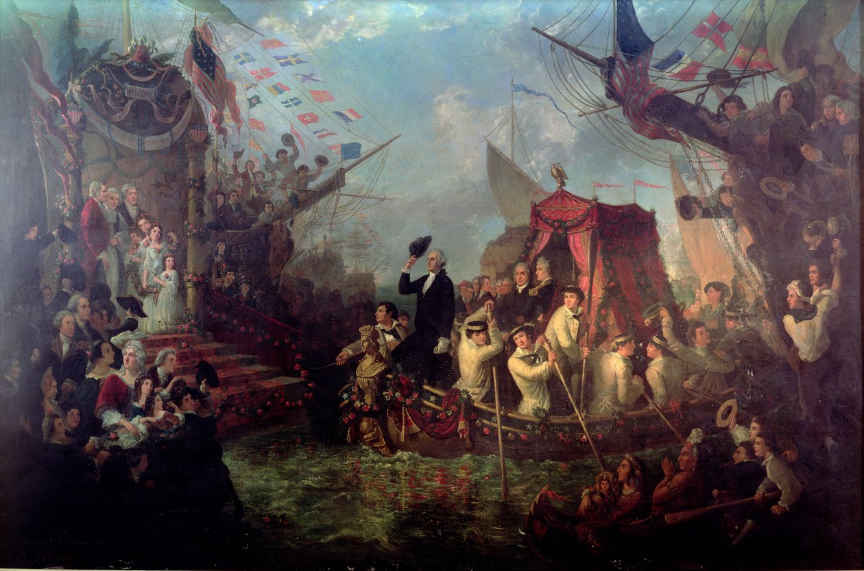 George Washington przybywa do Nowego Jorku, 30 kwietnia 1789 r autorstwa Arsene Hippolyte Rivey