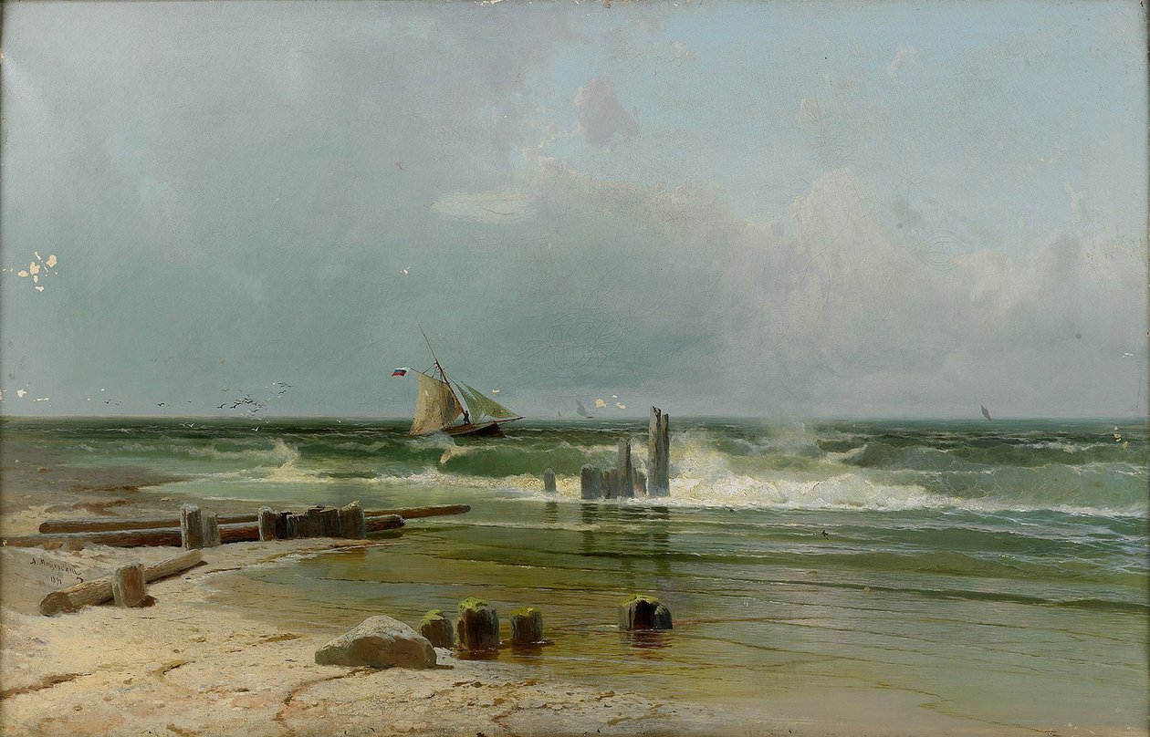Żaglowiec przy plaży, 1891 autorstwa Arseniy Ivanovich Meshchersky