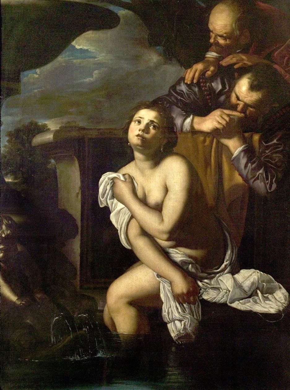 Susannah i starsi (olej na płótnie) autorstwa Artemisia (attr.to) Gentileschi