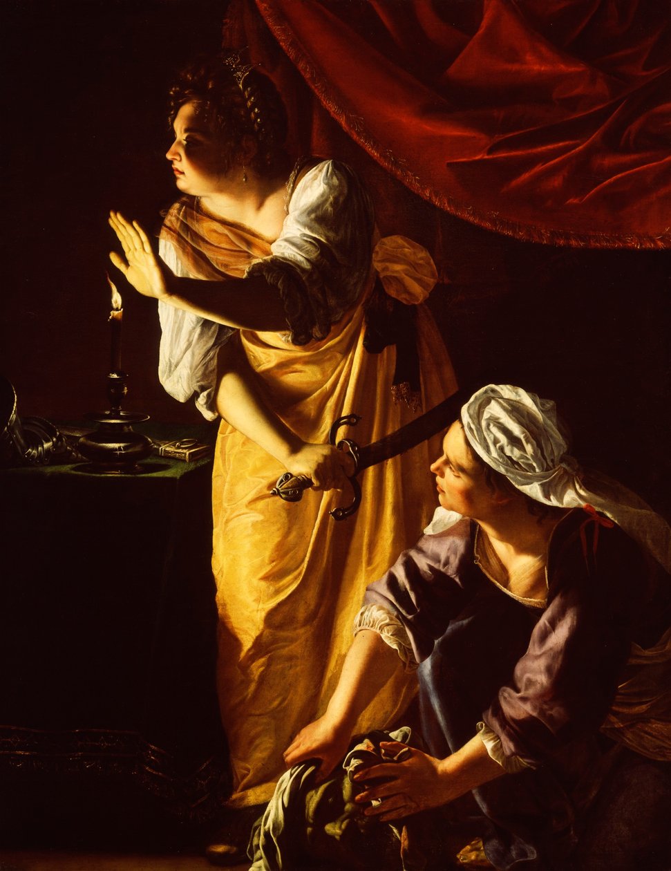 Judyta i jej służąca z głową Holofernesa autorstwa Artemisia Gentileschi