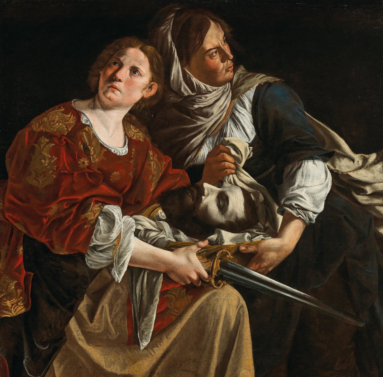 Judyta z głową Holofernesa i sługą. autorstwa Artemisia Gentileschi