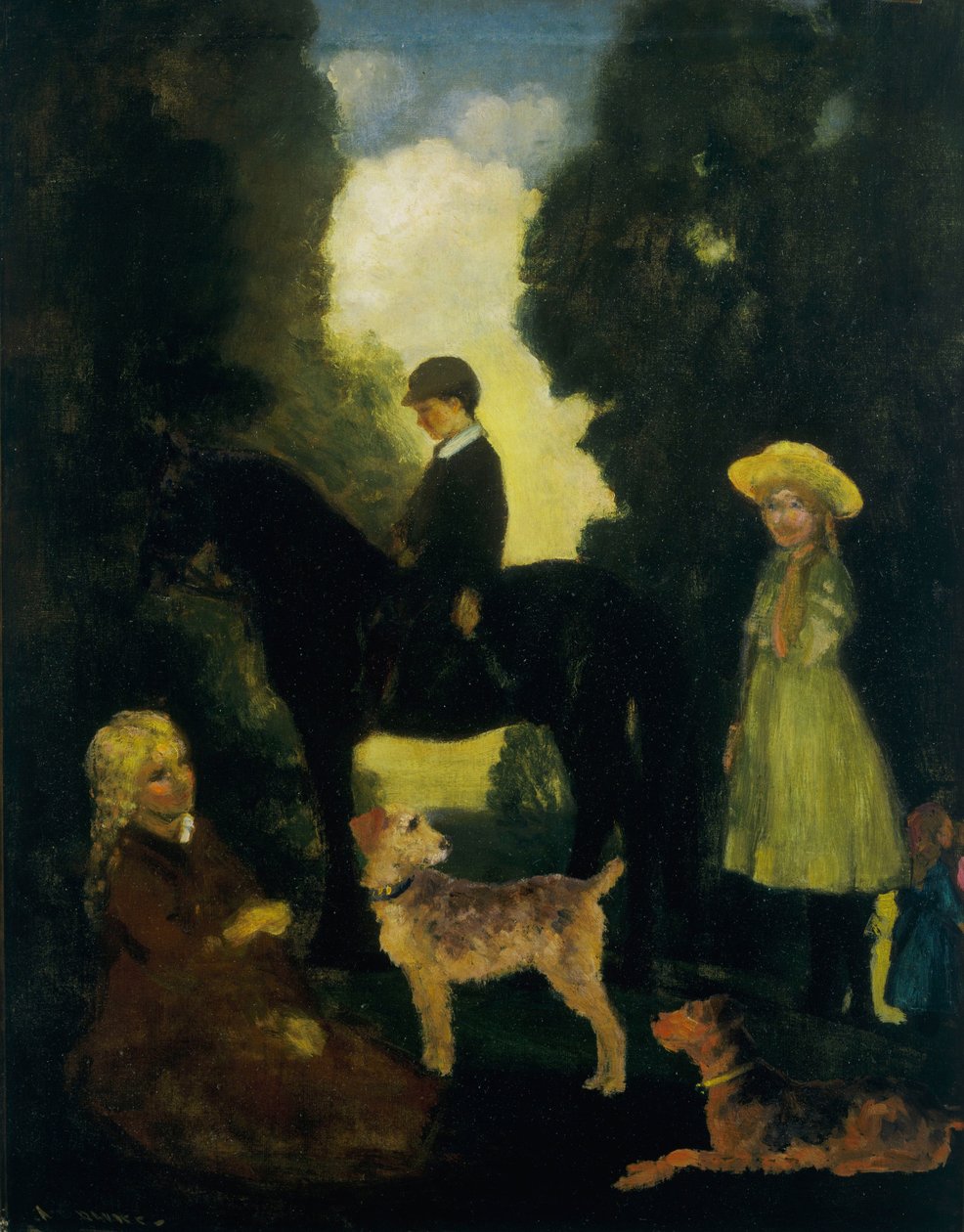 Dzieci, psy i kucyk autorstwa Arthur Bowen Davies