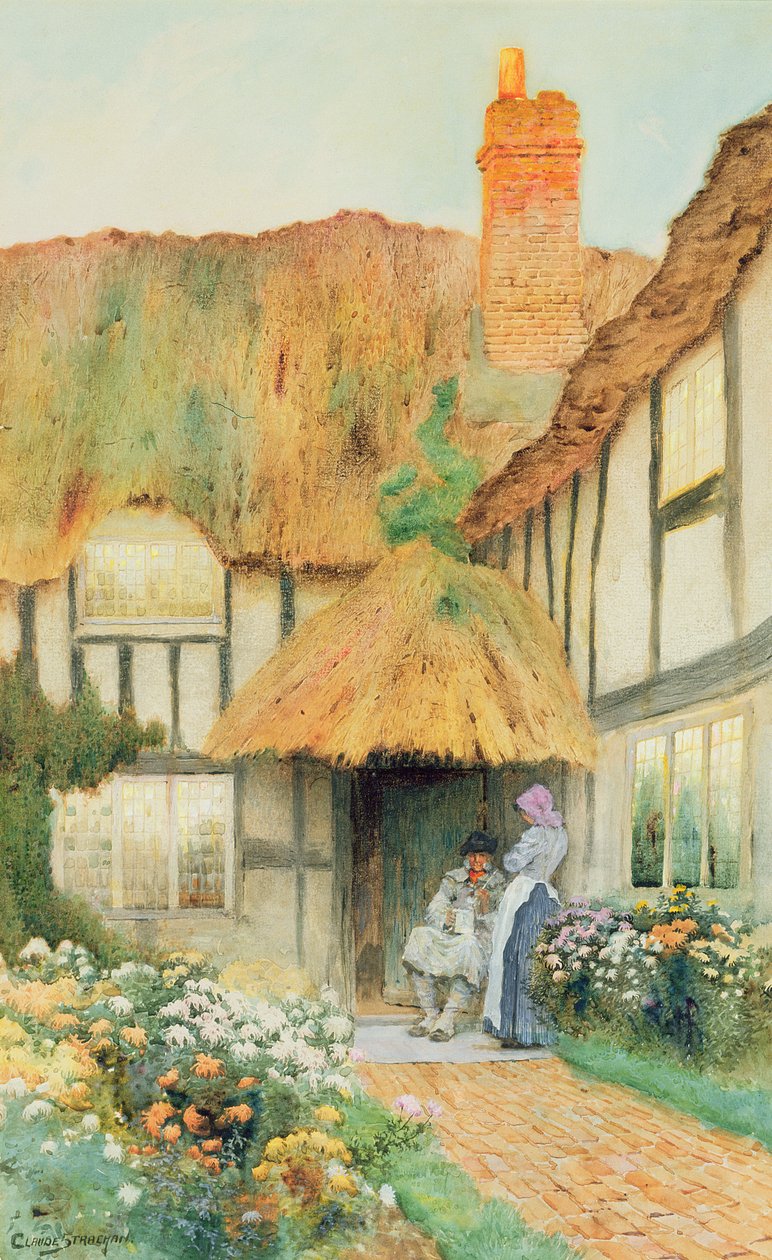 Przy drzwiach domku autorstwa Arthur Claude Strachan