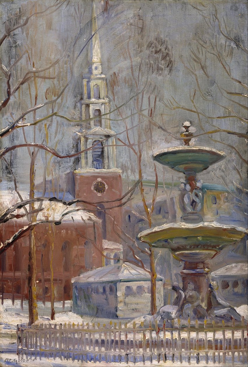 Park Street w Boston Commons autorstwa Arthur Clifton Goodwin