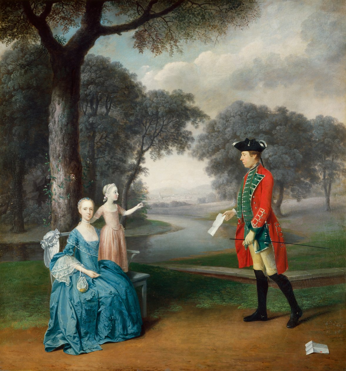 Francis Vincent, jego żona Mercy i córka Ann z Weddington Hall, Warwickshire, 1763 autorstwa Arthur Devis