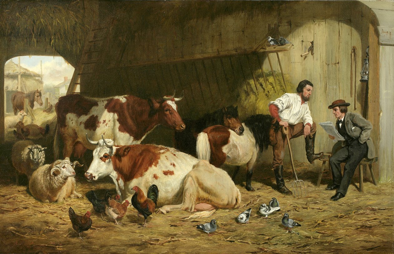 Najnowsze wiadomości, Bydło w stajni, 1862 autorstwa Arthur Fitzwilliam Tait