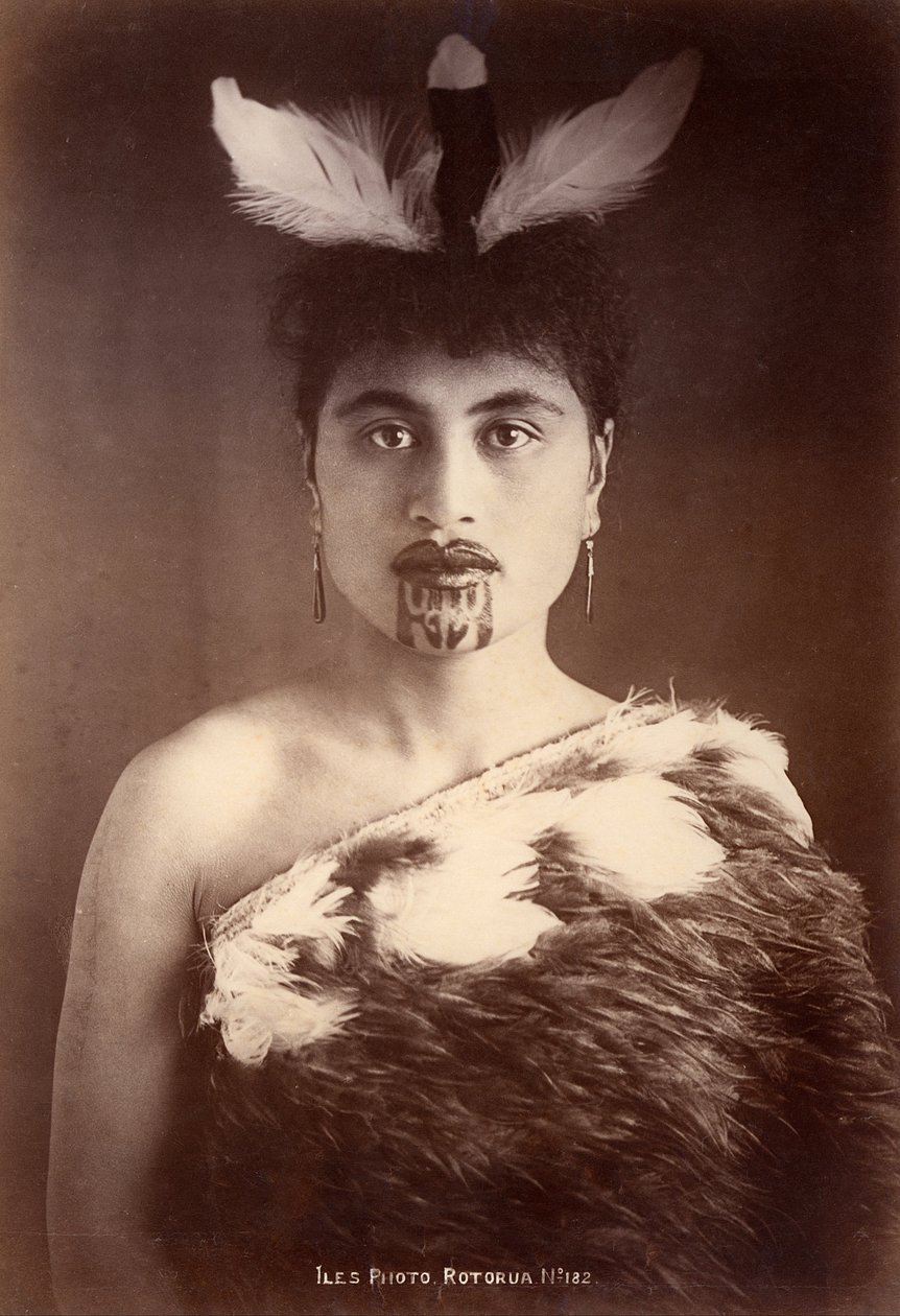 Maoryska kobieta, Rotorua, Nowa Zelandia autorstwa Arthur James Iles