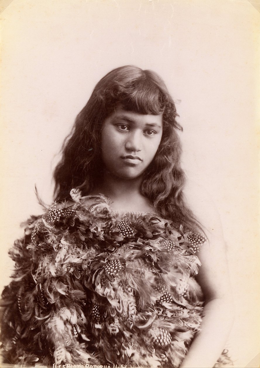 Maoryska kobieta, Rotorua, Nowa Zelandia autorstwa Arthur James Iles