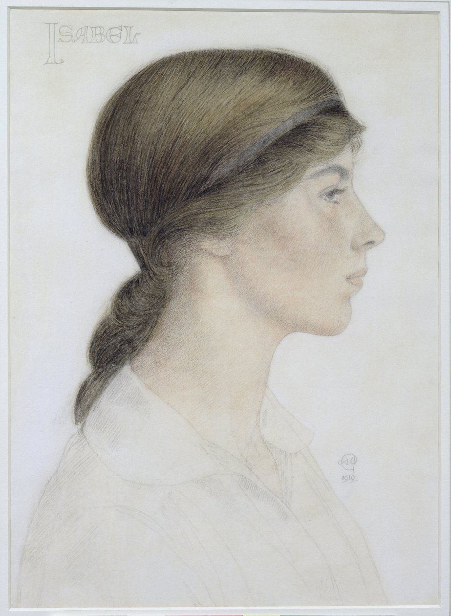 Isabel Margaret Jordan, 1919 (wc i ołówek na papierze) autorstwa Arthur Joseph Gaskin