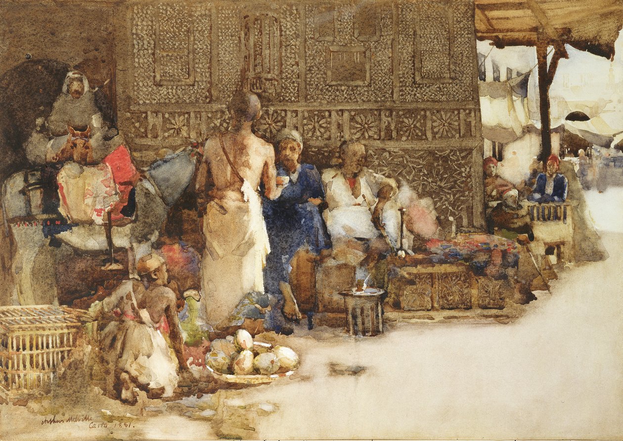 Stoisko z kawą w Kairze, 1881 r. autorstwa Arthur Melville