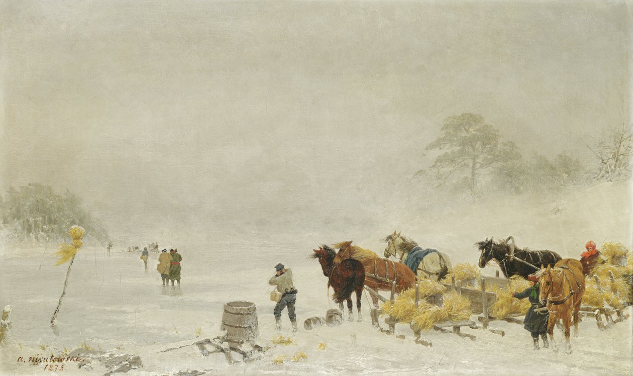 Sanie na lodzie, 1873 autorstwa Arthur Nikutowski