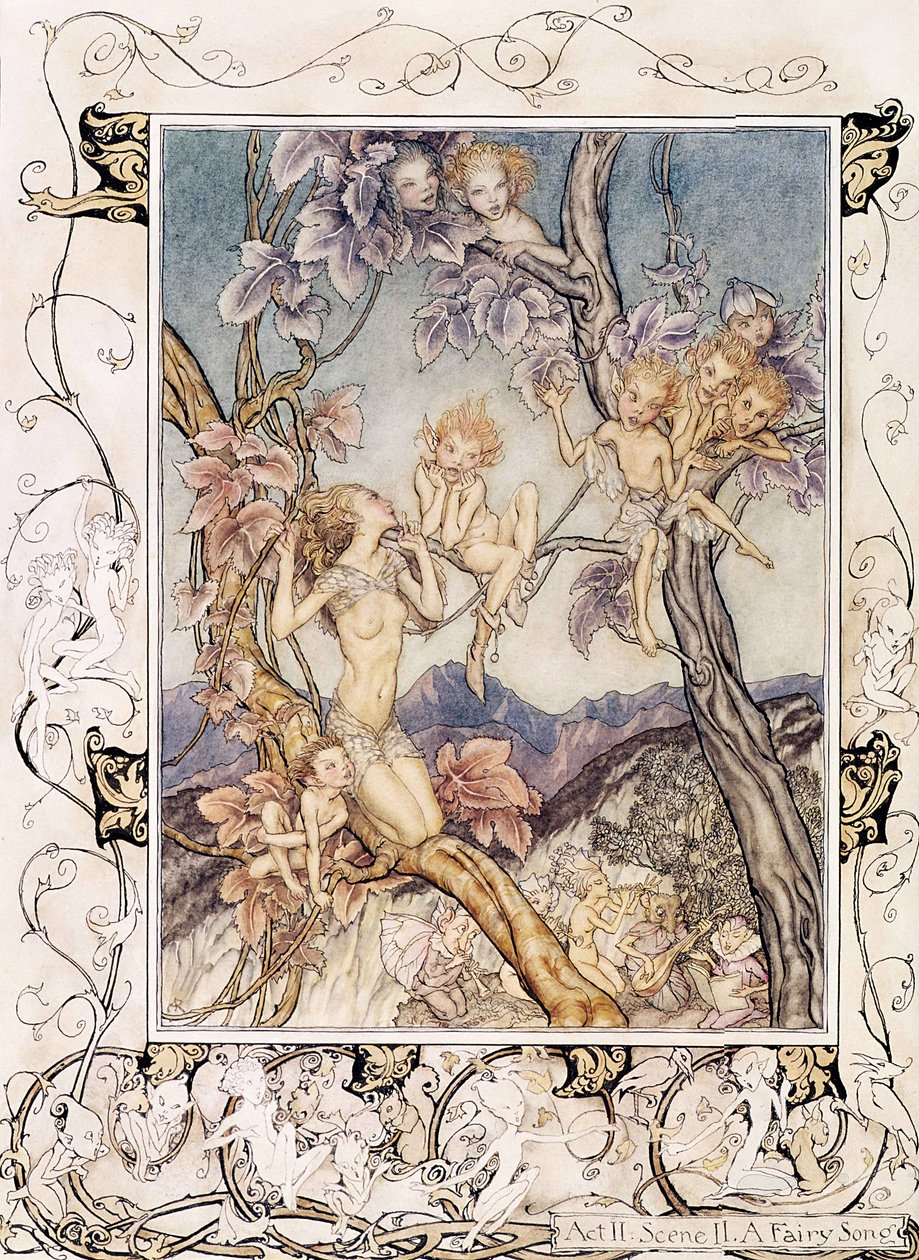 Pieśń wróżek, ze "Snu nocy letniej", 1908 autorstwa Arthur Rackham