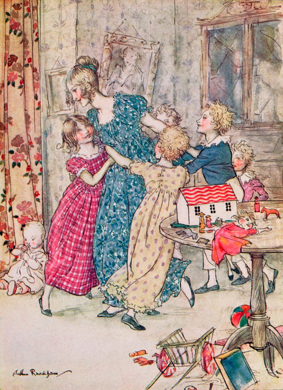 „Zarumieniona i hałaśliwa grupa”, ilustracja książkowa autorstwa Arthur Rackham