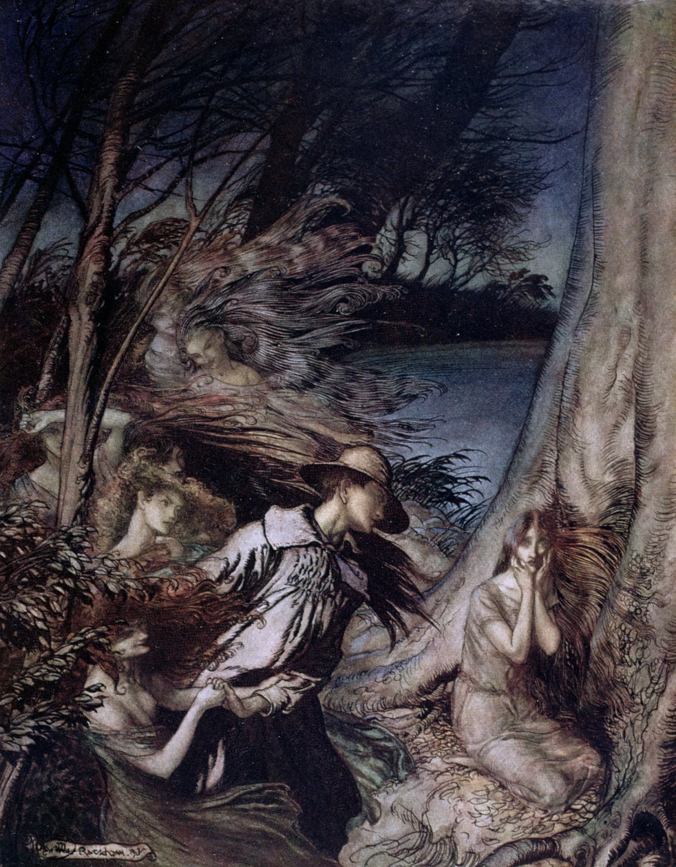 Ilustracja z bajki, 1912 (kolor lito) autorstwa Arthur Rackham