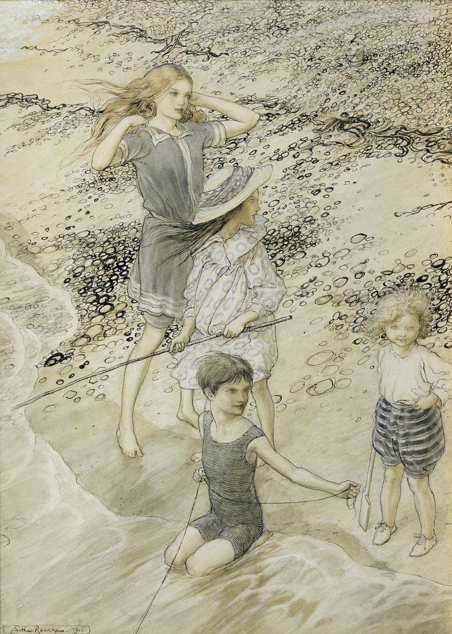 Czworo dzieci nad morzem, 1910 autorstwa Arthur Rackham
