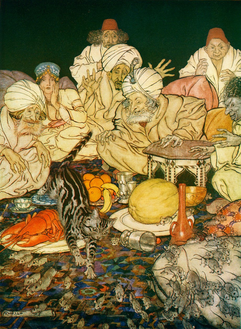 Ilustracja do Dicka Whittingtona i jego kota, z angielskich bajek opowiedzianych przez FA Steela, 1927 autorstwa Arthur Rackham