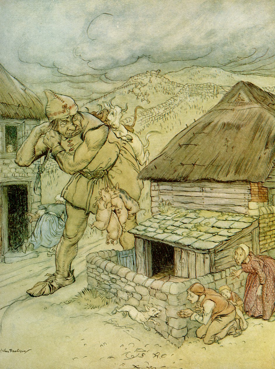 Jack Zabójca Olbrzymów autorstwa Arthur Rackham
