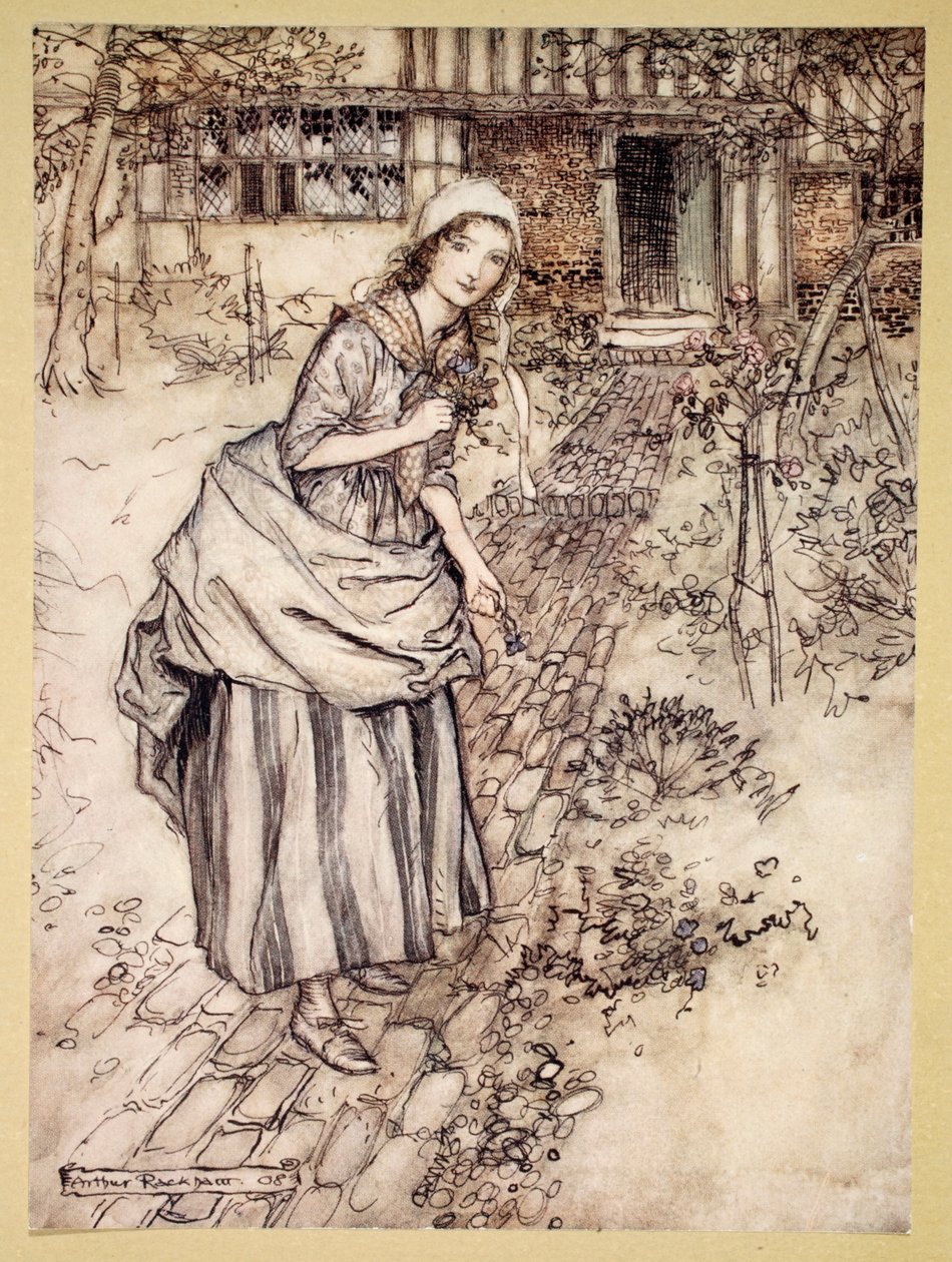 Panny nazywają to miłością w bezczynności, ilustracja ze „Snu nocy letniej” Williama Szekspira, 1908 autorstwa Arthur Rackham