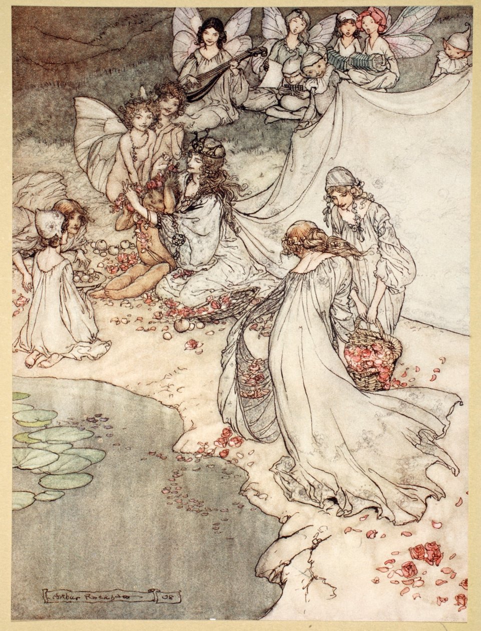 Nigdy nie miała tak słodkiej uzurpatora, ilustracja ze „Snu nocy letniej” Williama Szekspira, 1908 autorstwa Arthur Rackham