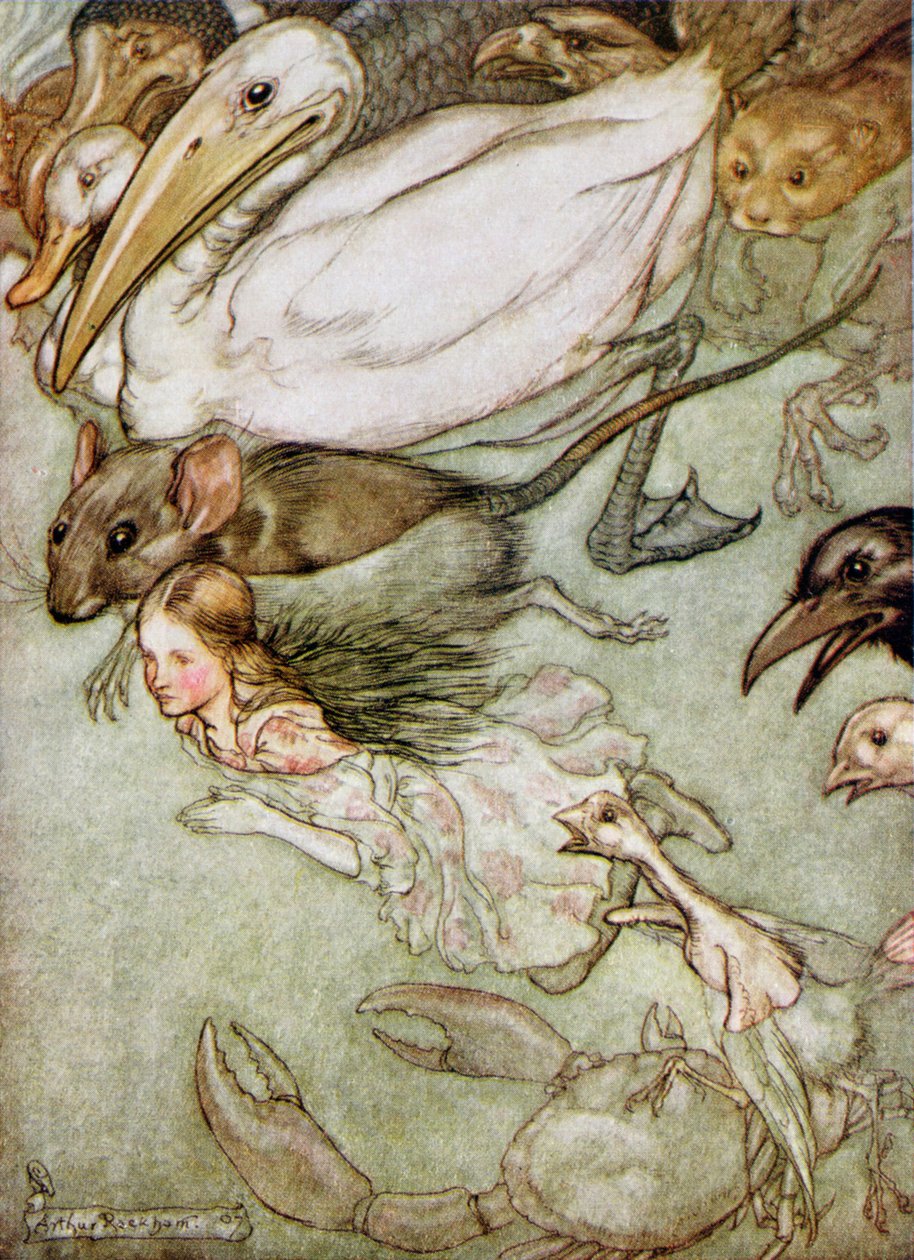 Basen łez, z „Przygód Alicji w Krainie Czarów” Lewisa Carrolla (1832-98) 1907 autorstwa Arthur Rackham