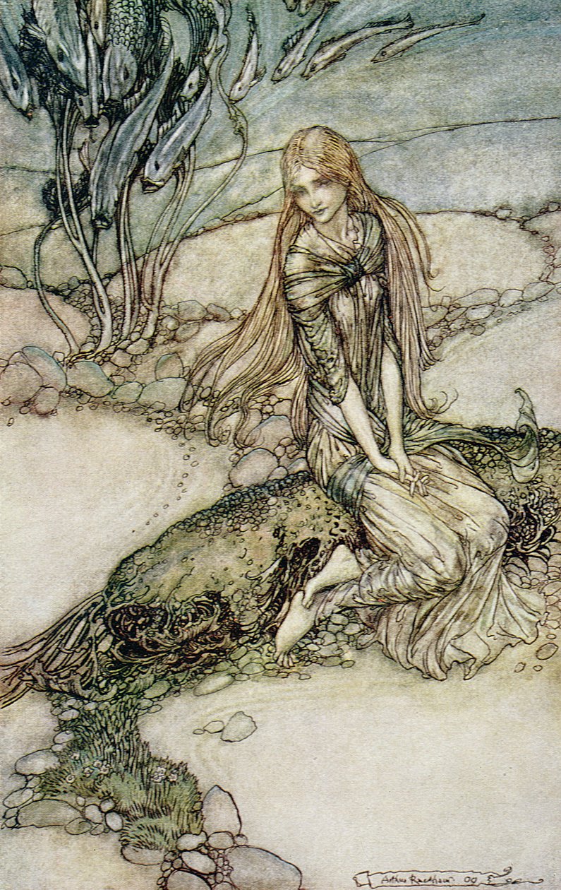 Undine, ilustracja z książki barona Friedricha de la Motte Fouque (1777-1843) 1909 autorstwa Arthur Rackham