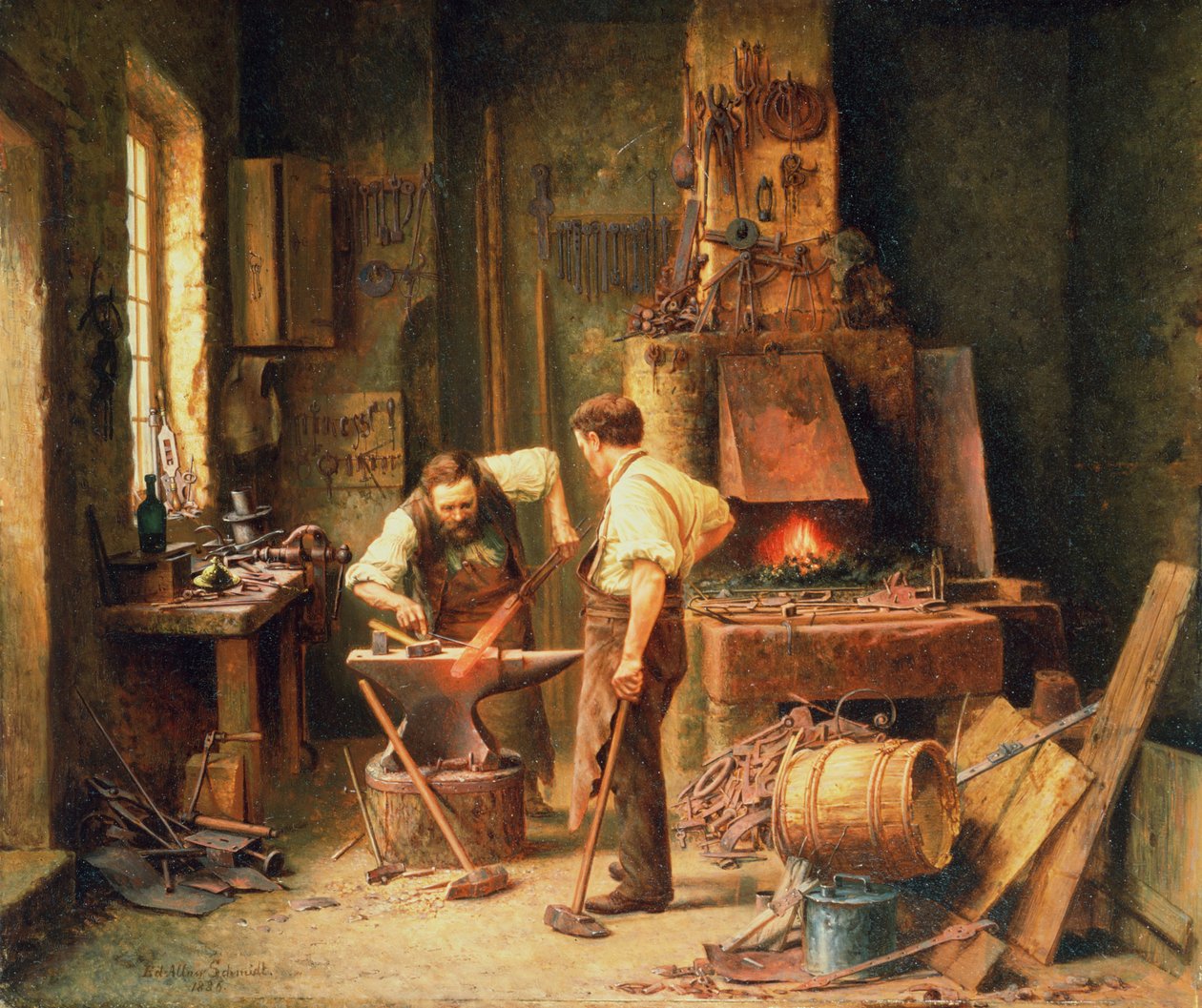Kuźnia, 1836 r. autorstwa Arthur Schmidt
