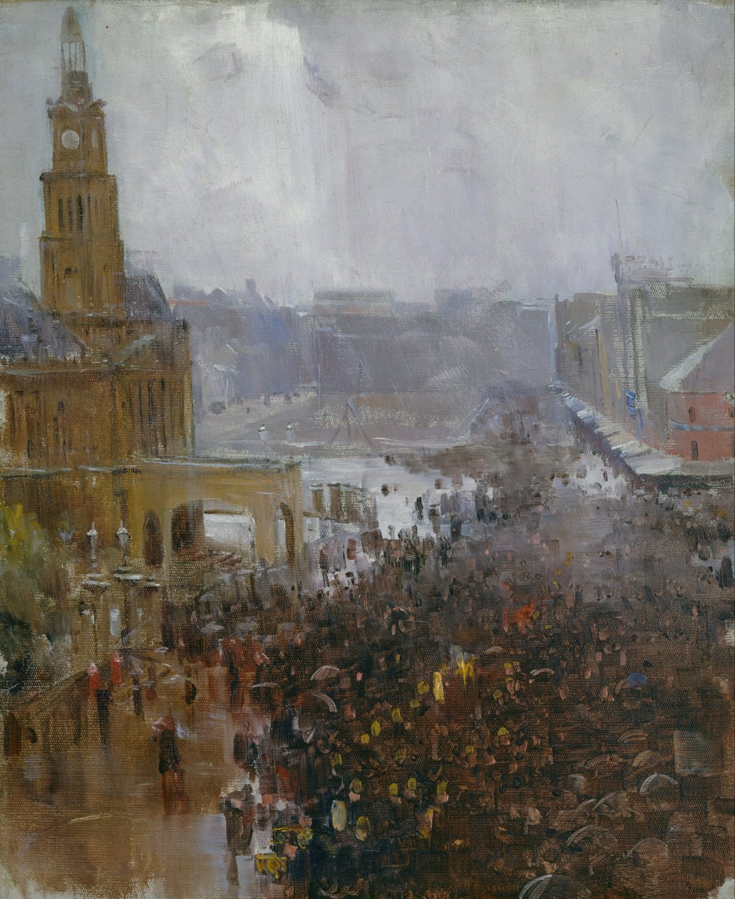 Pogrzeb strażaków, George Street autorstwa Arthur Streeton