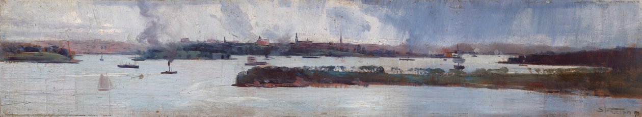 Deszcz nad Sydney Harbour autorstwa Arthur Streeton