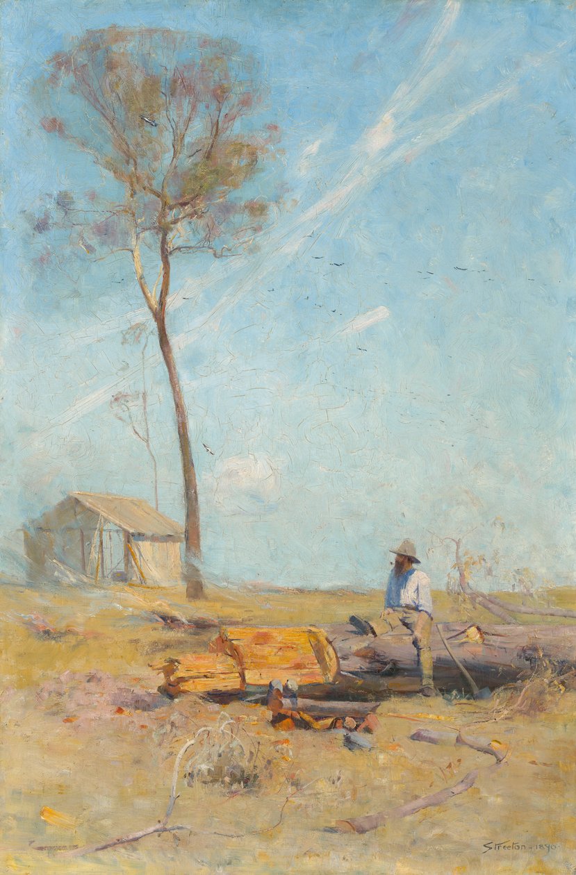 Chatka selektora (Whelan na kłodzie) autorstwa Arthur Streeton