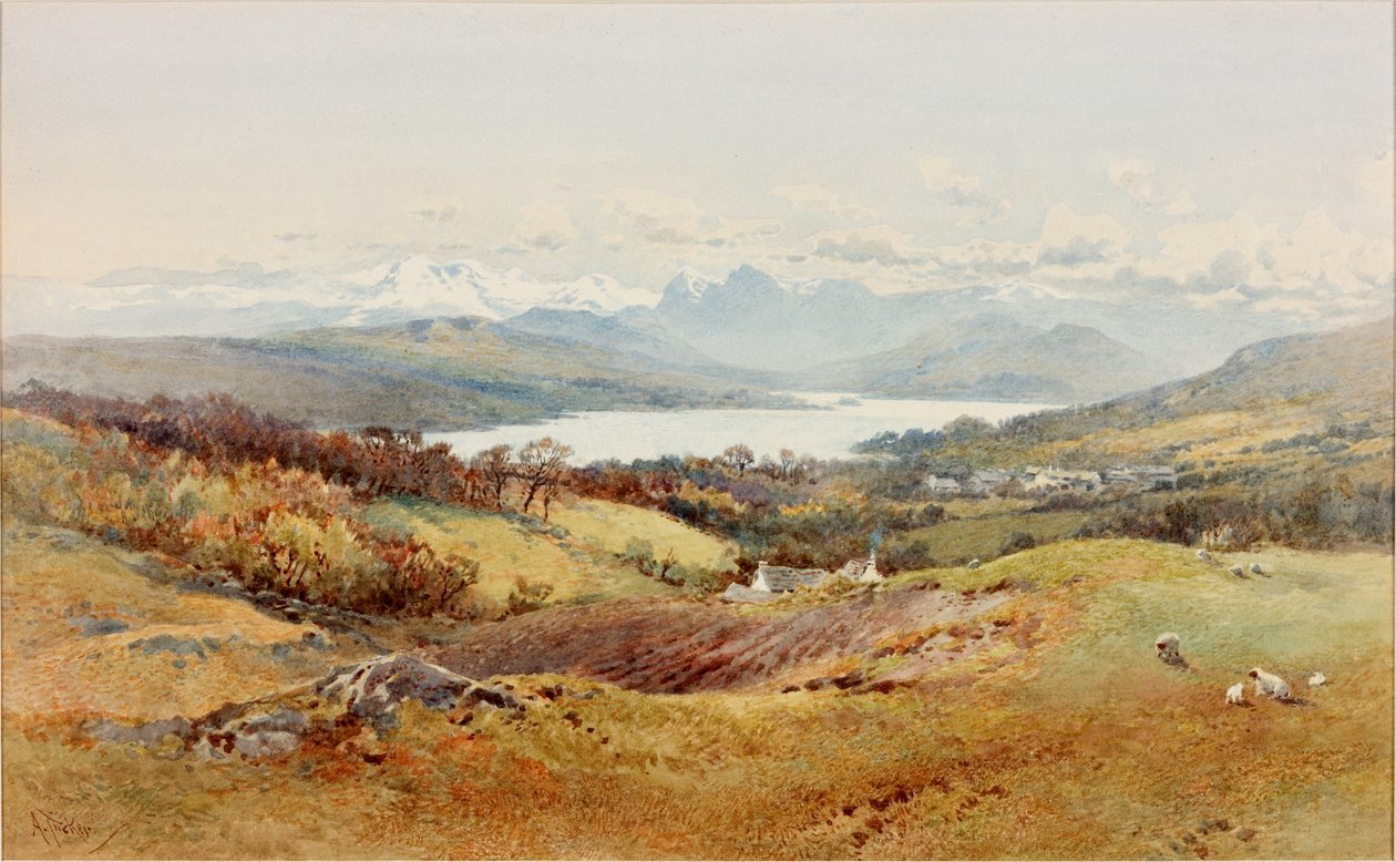 Krajobraz - Langdale Pikes (kolor nadwozia, ołówek i wc na papierze) autorstwa Arthur Tucker