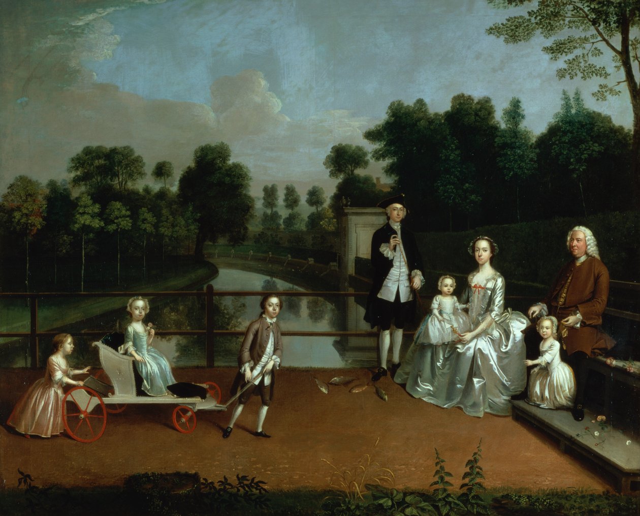 Grupa rodzinna na tarasie w ogrodzie, 1749 autorstwa Arthur Devis