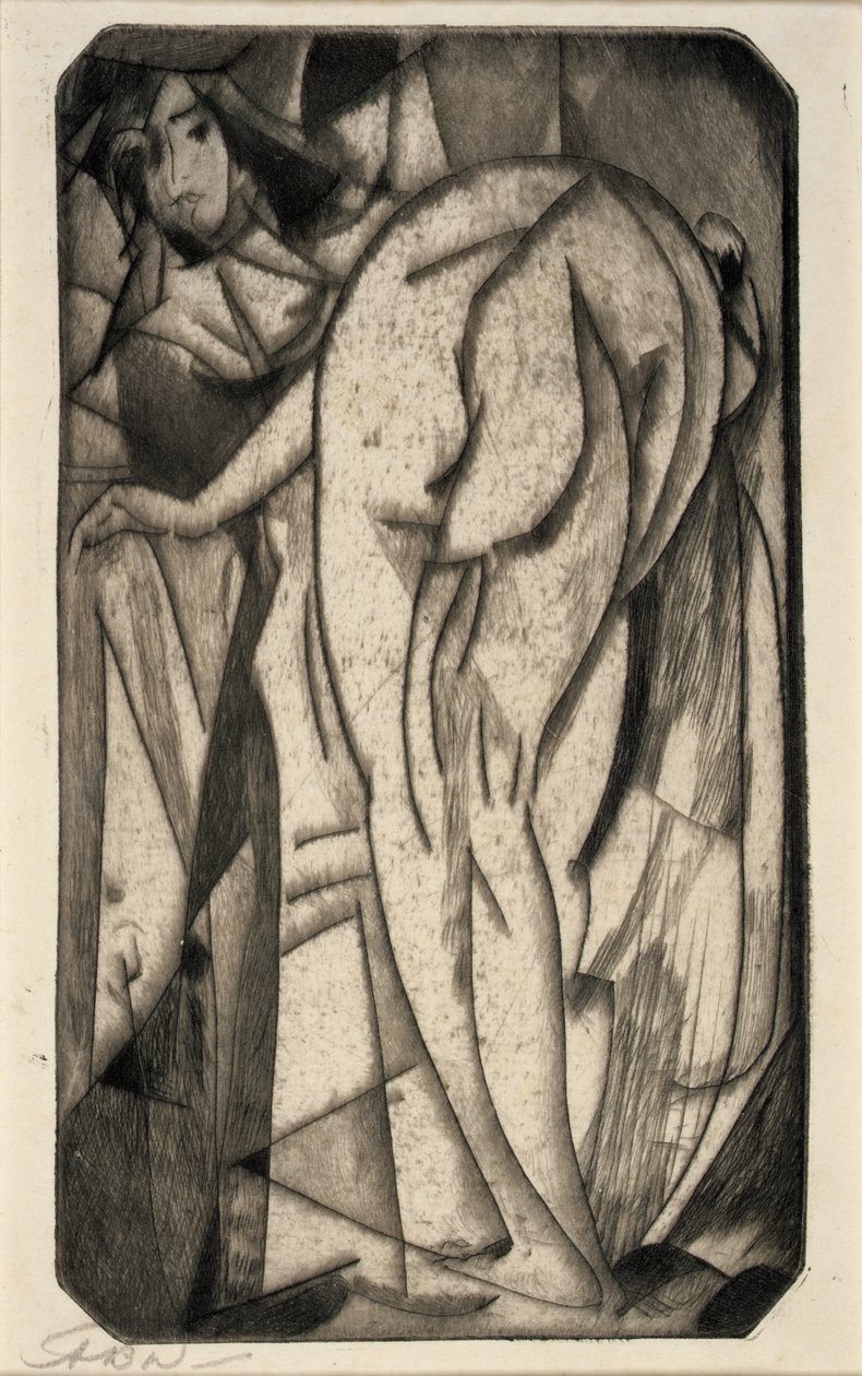 Kąpiąca się kobieta i służąca autorstwa Arthur B. Davies