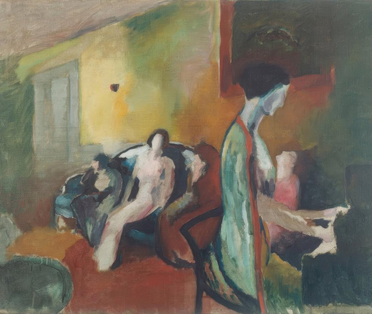 Wnętrze z kobietą przy pianinie autorstwa Arthur Beecher Carles