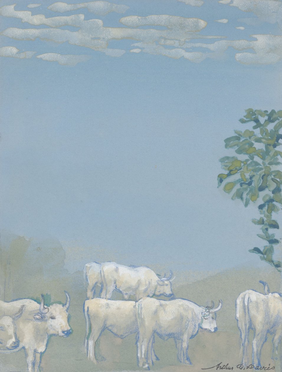 Krajobraz z krowami autorstwa Arthur Bowen Davies