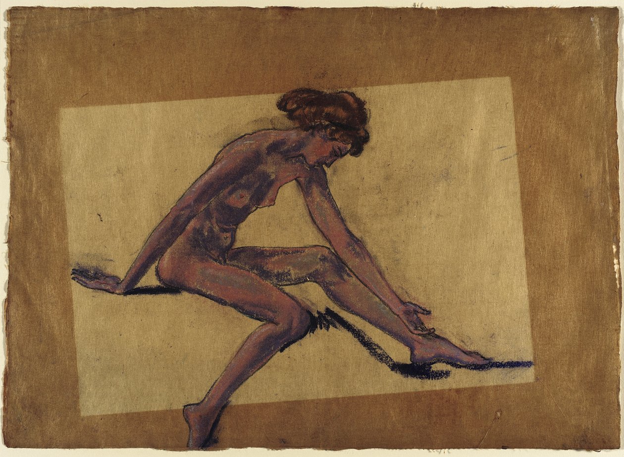 Sitzender weiblicher Akt im Profil, nach vorne gebeugt autorstwa Arthur Bowen Davies