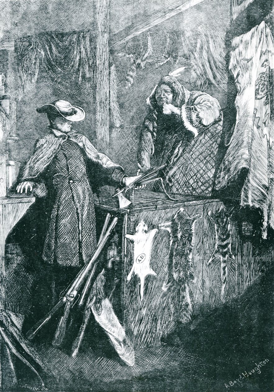 Handel z Indianami w zachodnich stanach Ameryki, ryty przez Josepha Swaina (1820-1909) 1871 autorstwa Arthur Boyd Houghton